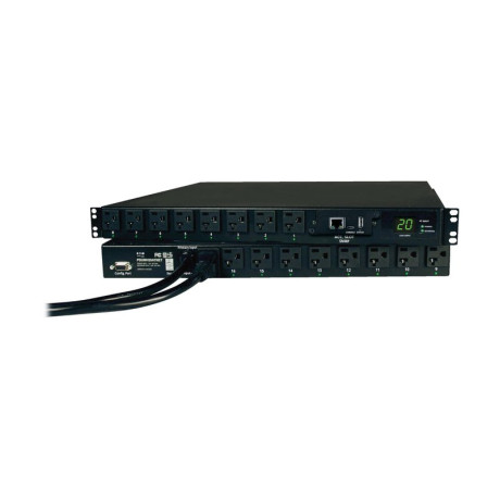 Tripp Lite PDUMH20ATNET 1.9kW Single-Phase Switched Automatic Transfer Switch PDU 2 120V L5-20P / 5-20P Inputs 16 5-15/20R Outputs 1U TAA PDU Series