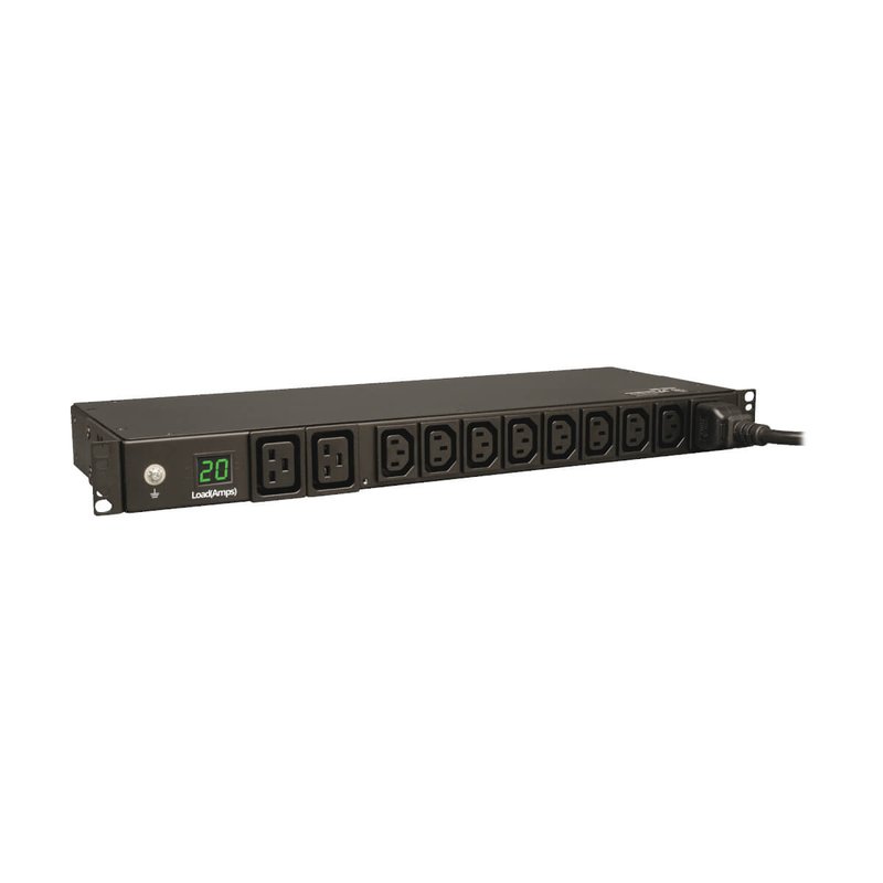 Tripp Lite PDUMH20HV 3.7kW Single-Phase Local Metered PDU 208/230V (8 C13 & 2 C19) C20 / L6-20P Adapter 12 ft. (3.66 m) Cord 1U Rack-Mount TAA