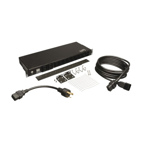 Tripp Lite PDUMH20HV 3.7kW Single-Phase Local Metered PDU 208/230V (8 C13 & 2 C19) C20 / L6-20P Adapter 12 ft. (3.66 m) Cord 1U Rack-Mount TAA
