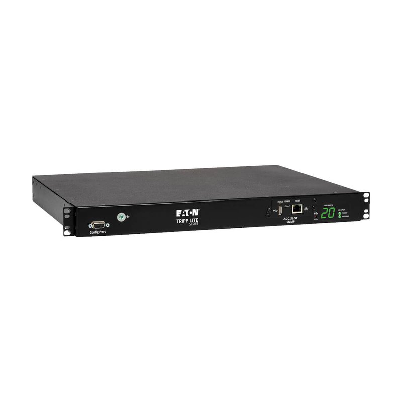 Tripp Lite PDUMH20HVATNET 3.8kW Single-Phase Switched Automatic Transfer Switch PDU Two 200-240V C20 Inlets 8 C13 & 2 C19 Outputs 1U TAA