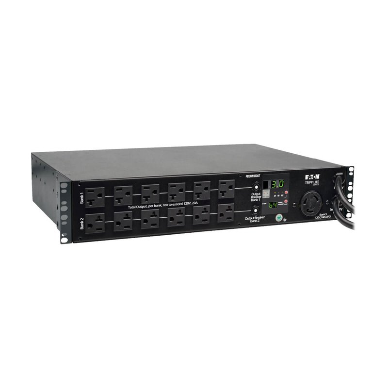 Tripp Lite PDUMH30AT 2.9kW Single-Phase Local Metered Automatic Transfer Switch PDU 2 120V L5-30P Inputs 24 5-15/20R & 1 L5-30R Outputs 2U TAA PDU Series