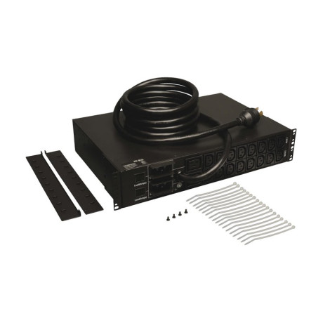 Tripp Lite PDUMH30HV 5.5kW Single-Phase Local Metered PDU 208/230V Outlets (16 C13 & 2 C19) L6-30P 12 ft. (3.66 m) Cord 2U Rack-Mount TAA PDU Series
