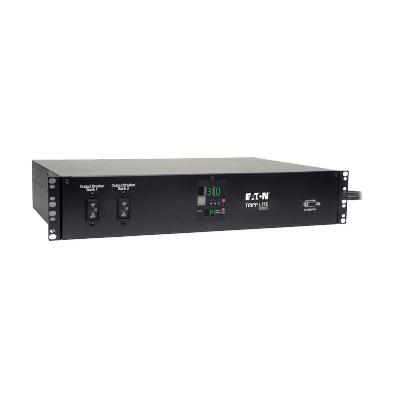 Tripp Lite PDUMH30HVAT 5.8kW Single-Phase Local Metered Automatic Transfer Switch PDU Two 200-240V L6-30P Inputs 16-C13 2-C19 & 1 L6-30R Outlet 2U TAA PDU Series
