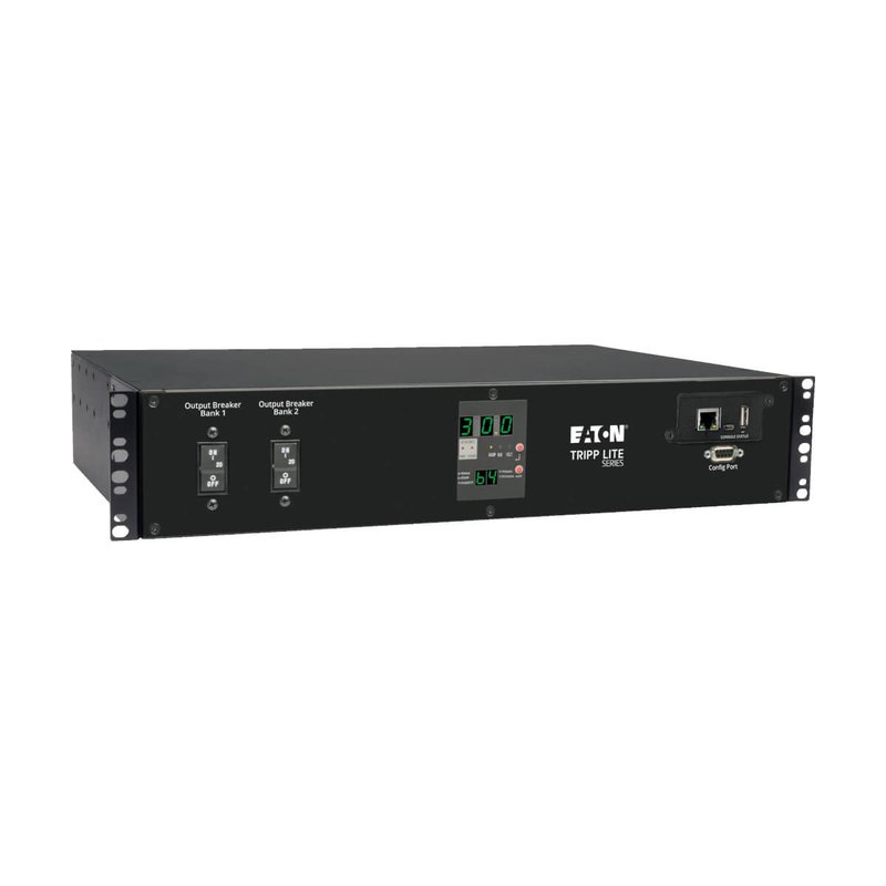 Tripp Lite PDUMH30HVATNET 5.8kW Single-Phase Switched Automatic Transfer Switch PDU Two 200-240V L6-30P Inputs 16-C13 2-C19 & 1 L6-30R Outlet 2U TAA