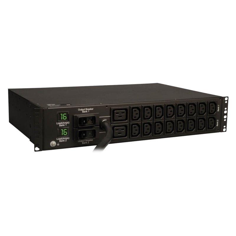 Tripp Lite PDUMH32HV 7.4kW Single-Phase Local Metered PDU 230V Outlets (2-C19 16-C13) IEC-309 230V 32A Blue 12 ft. (3.66 m) Cord 2U Rack-Mount TAA PDU Series