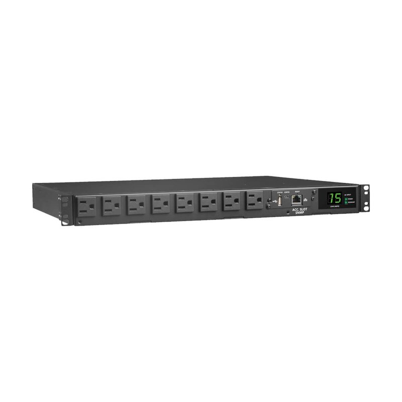 Tripp Lite PDUMNH15AT1 1.44kW 120V Single-Phase ATS/Monitored PDU - 8 NEMA 5-15R Outlets Dual 5-15P Inputs 12 ft. Cords 1U TAA