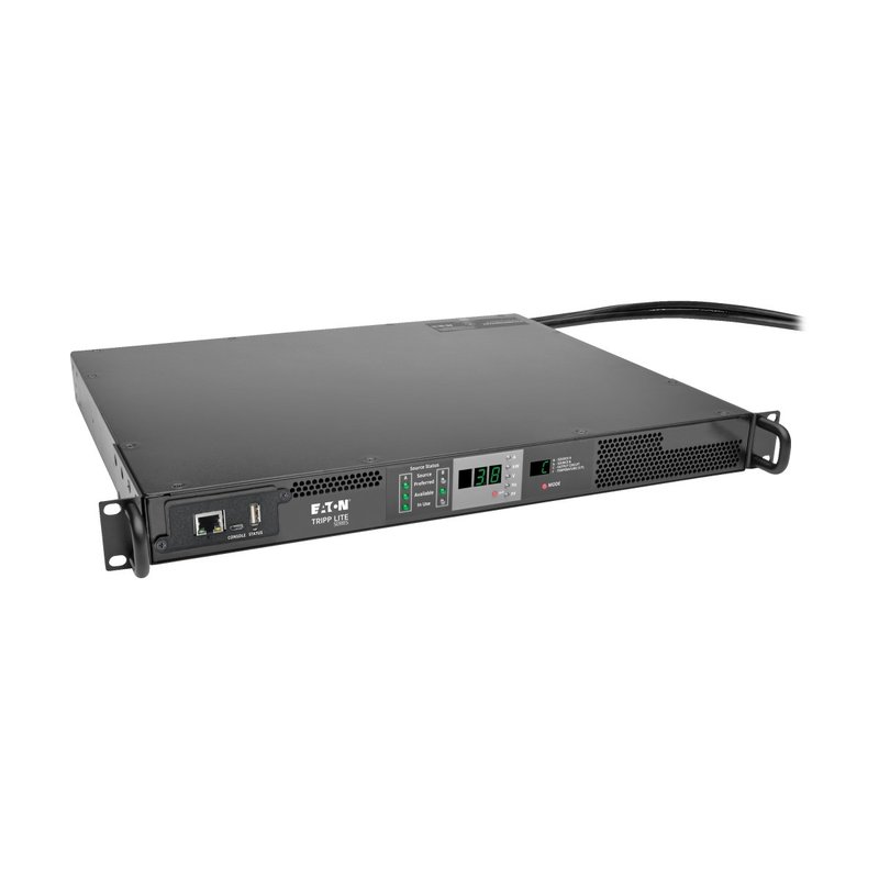 Tripp Lite PDUMNH20HVAT 3.8kW Single-Phase Monitored Automatic Transfer Switch PDU 2 200-240V 16A L6-20P Inputs 1 L6-20R Outlet 1U