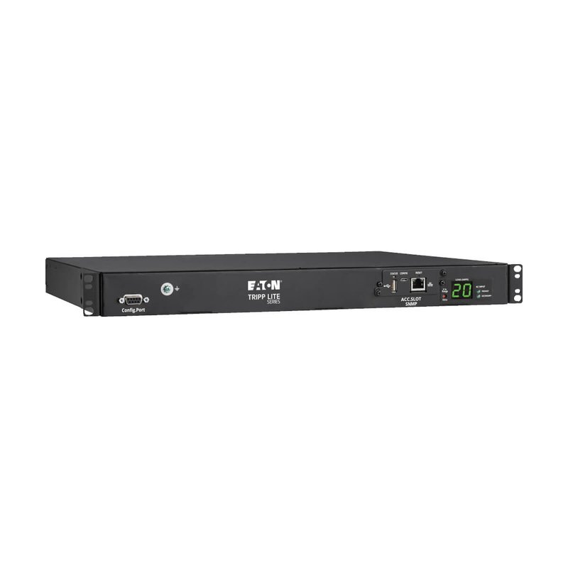 Tripp Lite PDUMNH20HVAT1 3.8kW 200240V Single-Phase ATS/Monitored PDU - 8 C13 and 2 C19 Outlets Dual C20 Inlets 12 ft. Cords Network Card 1U TAA