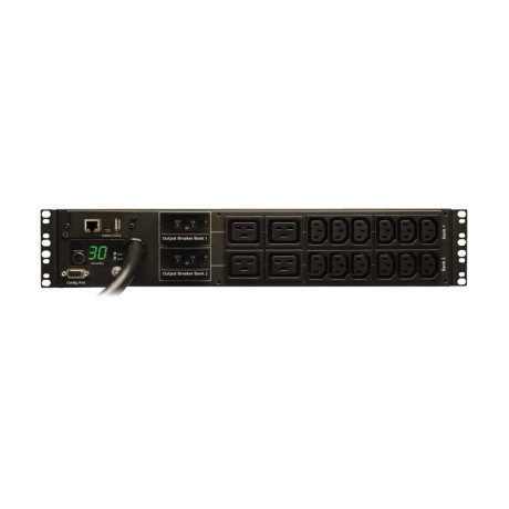 Tripp Lite PDUMNH30HV Eaton 5.5kW Single-Phase Monitored PDU with LX Platform Interface 208/230V Outlets (12-C13 and 4-C19) L6-30P 12 ft. (3.66 m) Cord 2U Rack-Mount TAA