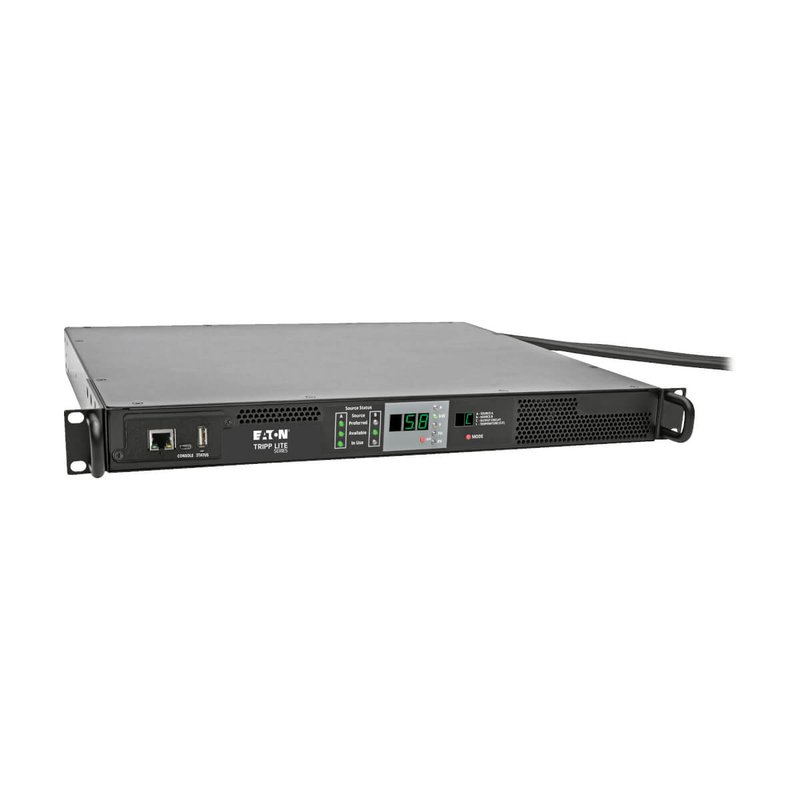 Tripp Lite PDUMNH30HVAT 5.8kW Single-Phase Monitored Automatic Transfer Switch PDU 2 200-240V 30A L6-30P Inputs 1 L6-30R Outlet 1U