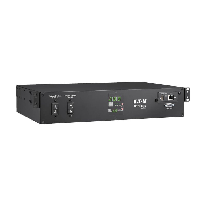Tripp Lite PDUMNH30HVAT2 5.8kW 208/240V Single-Phase ATS/Monitored PDU - 16 C13 2 C19 & 1 L6-30R Outlets Dual L6-30P Inputs 10 ft. Cords 2U TAA