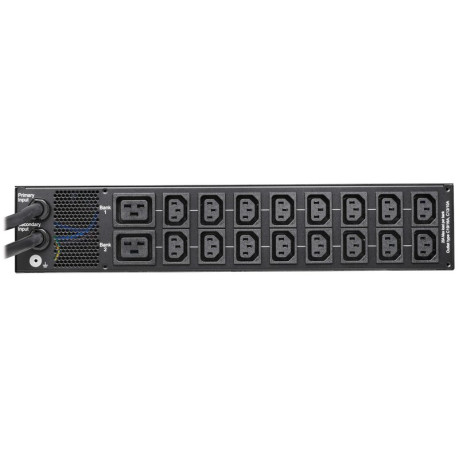 Tripp Lite PDUMNH32HVAT2 7.4kW 200-240V Single-Phase ATS/Monitored PDU - 16 C13 & 2 C19 Outlets Dual IEC 309 32A Blue Inputs 3 m Cords 2U TAA