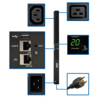 Tripp Lite PDUMNV20HV2LX Eaton 3.7kW Single-Phase 208/230V Monitored PDU - LX Platform 18 C13 2 C19 Outlets C20 / L6-20P Inputs 0U 900mm Height TAA PDU Series