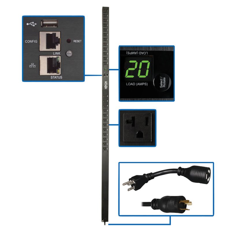 Tripp Lite PDUMNV20LX Eaton 1.9kW Single-Phase Monitored PDU with LX Platform Interface 120V Outlets (24 5-15/20R) 0U Vertical 70 in. TAA PDU Series