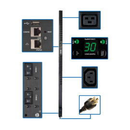 Tripp Lite PDUMNV30HVLX Eaton 5.5kW Single-Phase Monitored PDU with LX Platform Interface 208/230V Outlets (20 C13 & 4 C19) L6-30P 0U TAA