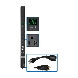 Tripp Lite PDUMV20-24 2kW Single-Phase Local Metered PDU 100-127V Outlets (6 5-15/20R) L5-20P/5-20P adapter 0U Vertical 24-in.
