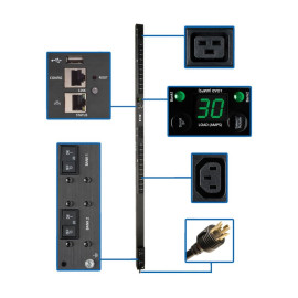 Tripp Lite PDUMV30HVNETLX Eaton 5.5kW Single-Phase Switched PDU - LX Interface 208/230V Outlets (20 C13 & 4 C19) L6-30P 0U TAA