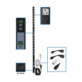 Tripp Lite PDUMV40 3.8kW Single-Phase Local Metered PDU Dual Circuit 120V Outlets (32 5-15/20R) L5-20P/5-20P 10 ft. (3.05 m) Cord 0U Vertical
