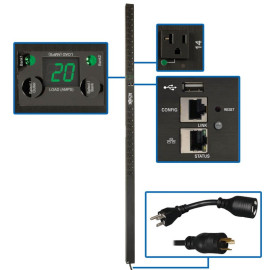 Tripp Lite PDUMVR20NETLX Eaton 1.9kW Single-Phase Switched PDU LX Platform Outlet Monitoring 120V Outlets (24 NEMA 5-15/20R) L5-20P Plug 0U TAA