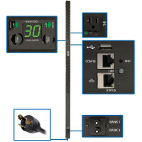 Tripp Lite PDUMVR30NETLX Eaton 2.9kW Single-Phase Switched PDU LX Platform Outlet Monitoring 120V Outlets (24 NEMA 5-15/20R) L5-30P Plug 0U TAA PDU Series