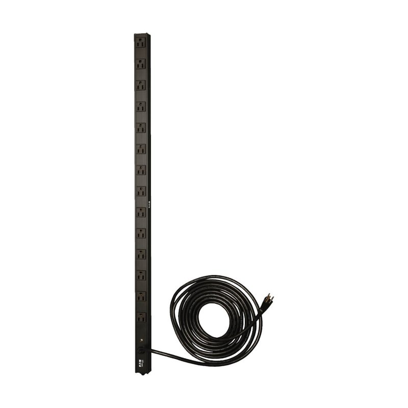 Tripp Lite PDUV15 1.4kW Single-Phase 120V Basic PDU 14 NEMA 5-15R Outlets NEMA 5-15P Input 15 ft. (4.57 m) Cord 0U Vertical