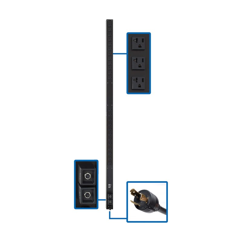 Tripp Lite PDUV30 2.9kW 120V Single-Phase Basic PDU - 24 NEMA 5-15/20R Outlets L5-30P Input 10 ft. Cord 63.75 in. 0U Rack PDU Series