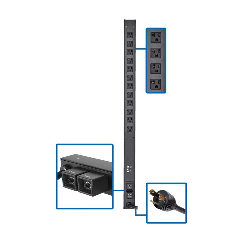 Tripp Lite PDUV30-36 2.9kW 120V Single-Phase Basic PDU - 12 NEMA 5-15/20R Outlets L5-30P Input 10 ft. Cord 36 in. 0U Rack-Mount