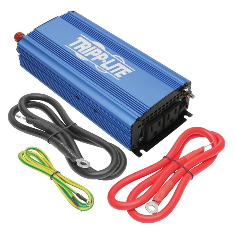 Tripp Lite PINV750 750W Light-Duty Compact Power Inverter with 2 AC/1 USB - 2.0A/Battery Cables Mobile