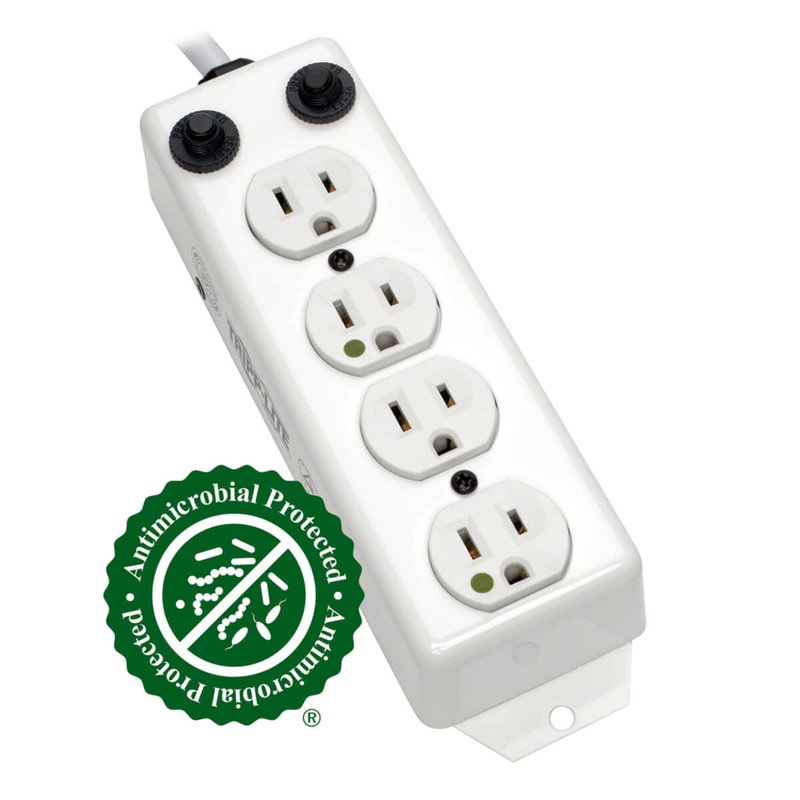 Tripp Lite PS-407-HG-OEM Safe-IT UL 1363A Medical-Grade Power Strip for Patient-Care Vicinity 4x 15A Hospital-Grade Outlets Safety Covers 7 ft. Cord