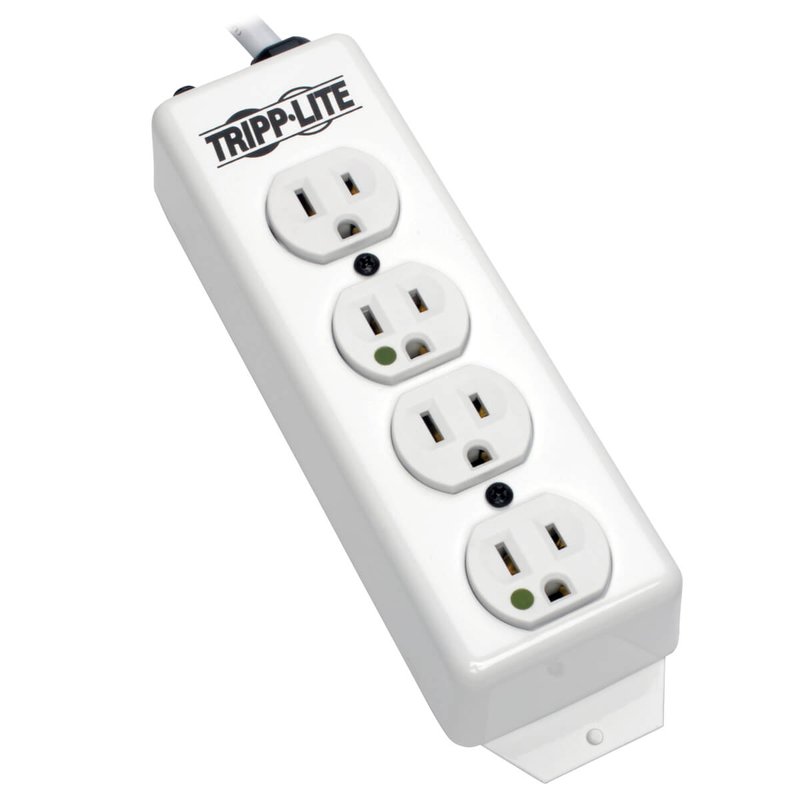 Tripp Lite PS-415-HG Safe-IT Medical-Grade Power Strip UL 1363 4 Hospital-Grade Outlets Antimicrobial 15 ft. (4.57 m) Cord