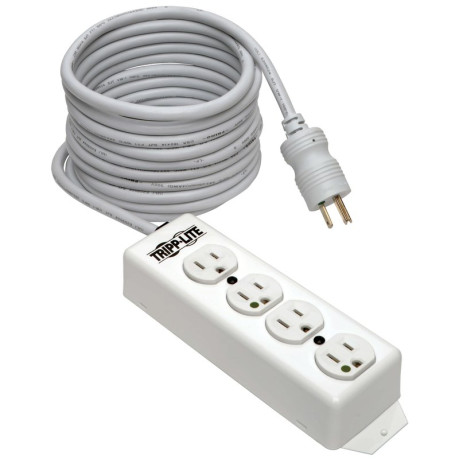 Tripp Lite PS-415-HG Safe-IT Medical-Grade Power Strip UL 1363 4 Hospital-Grade Outlets Antimicrobial 15 ft. (4.57 m) Cord