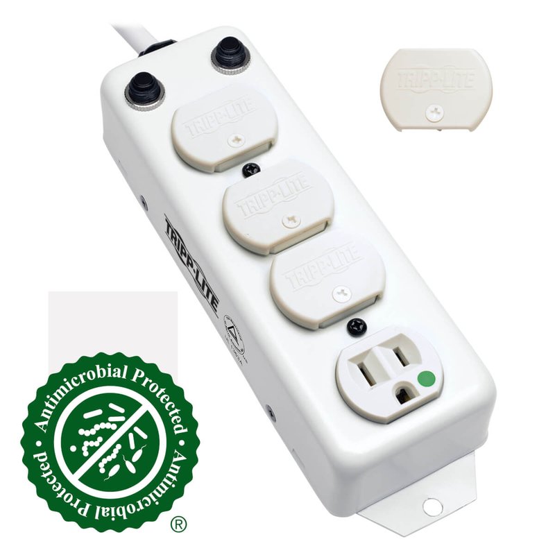Tripp Lite PS-415-HG-OEMRA Safe-IT UL 1363A Medical-Grade Power Strip for Patient-Care Vicinity 4 Hospital-Grade Outlets 15 ft. Right-Angle Cord