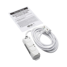 Tripp Lite PS-415-HGDG Safe-IT UL 2930 Medical-Grade Power Strip for Patient Care Vicinity 4 Hospital-Grade Outlets Safety Covers Antimicrobial 15 ft. Cord Dual Ground