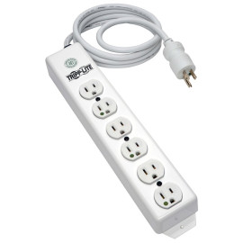 Tripp Lite PS-602-HG Safe-IT Medical-Grade Power Strip UL 1363 6x Hospital-Grade Outlets Antimicrobial 1.5 ft. (0.45 m) Cord