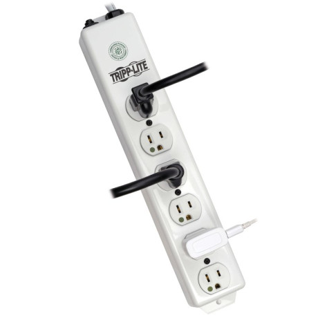 Tripp Lite PS-602-HG Safe-IT Medical-Grade Power Strip UL 1363 6x Hospital-Grade Outlets Antimicrobial 1.5 ft. (0.45 m) Cord