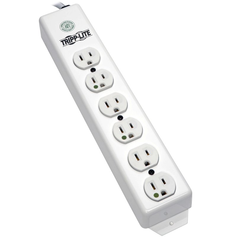 Tripp Lite PS-606-HG Safe-IT Medical-Grade Power Strip UL 1363 6x Hospital-Grade Outlets Antimicrobial 6 ft. Cord