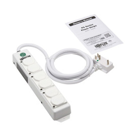 Tripp Lite PS-606-HGDG Safe-IT UL 2930 Medical-Grade Power Strip for Patient Care Vicinity 6 Hospital-Grade Outlets Safety Covers Antimicrobial 6 ft. Cord Dual Ground