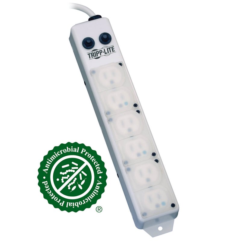 Tripp Lite PS-607-HG-OEM Safe-IT UL 1363A Medical-Grade Power Strip for Patient-Care Vicinity 6x 15A Hospital-Grade Outlets Safety Covers 7 ft. Cord Safe-IT Series