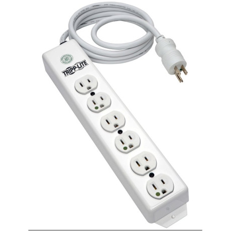 Tripp Lite PS-615-HG Safe-IT UL 1363 Medical-Grade Power Strip 6x Hospital-Grade Outlets Antimicrobial 15 ft. (4.57 m) Cord Safe-IT Series