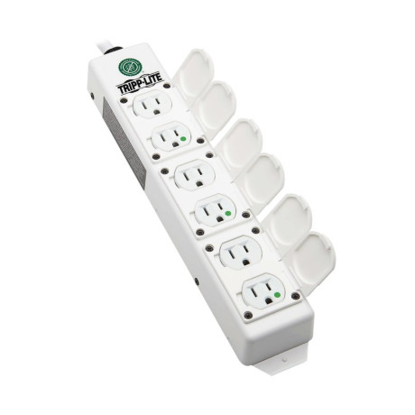 Tripp Lite PS-615-HGDG Safe-IT UL 2930 Medical-Grade Power Strip for Patient Care Vicinity 6 Hospital-Grade Outlets Safety Covers Antimicrobial 15 ft. Cord Dual Ground