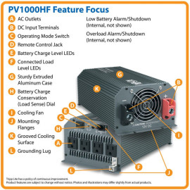 Tripp Lite PV1000HF 1000W PowerVerter Compact Inverter for Trucks with 4 Outlets