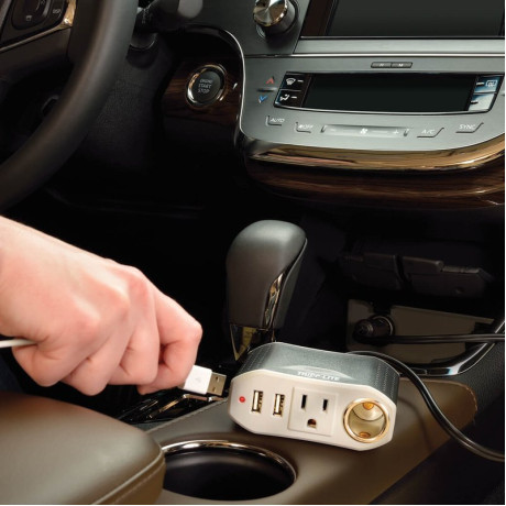 Tripp Lite PV100USB 100W PowerVerter Ultra-Compact Car Inverter with Outlet 12V CLA Receptacle and 2 USB Charging Ports PowerVerter Series