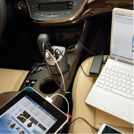 Tripp Lite PV200CUSB 200W PowerVerter Ultra-Compact Car Inverter with 2 Outlets and 2 USB Charging Ports Cup Holder Design PowerVerter Series