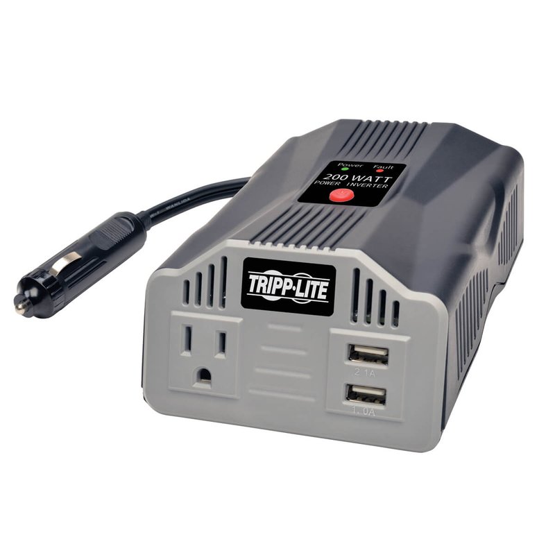 Tripp Lite PV200USB 200W PowerVerter Ultra-Compact Car Inverter with Outlet and 2 USB Charging Ports PowerVerter Series
