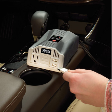 Tripp Lite PV200USB 200W PowerVerter Ultra-Compact Car Inverter with Outlet and 2 USB Charging Ports PowerVerter Series
