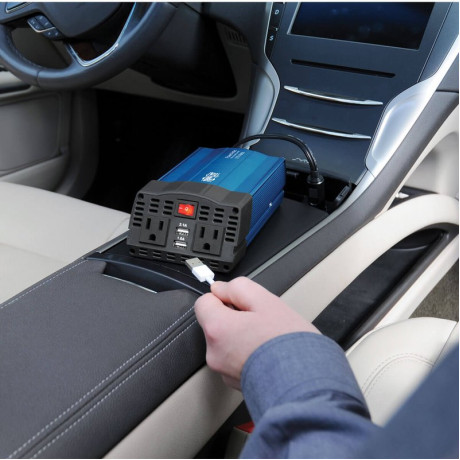 Tripp Lite PV375USB 375W PowerVerter Ultra-Compact Car Inverter with 2 AC Outlets 2 USB Charging Ports and Battery Cables