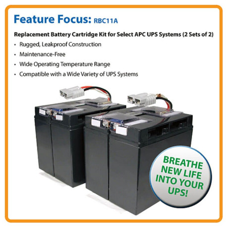 Tripp Lite RBC11A UPS Replacement Battery Cartridge Kit (2 sets of 2) for select APC UPS