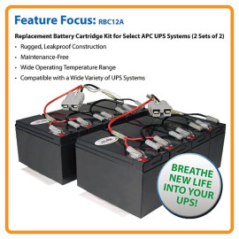 Tripp Lite RBC12A UPS Replacement Battery Cartridge Kit (2 sets of 4) for select APC UPS