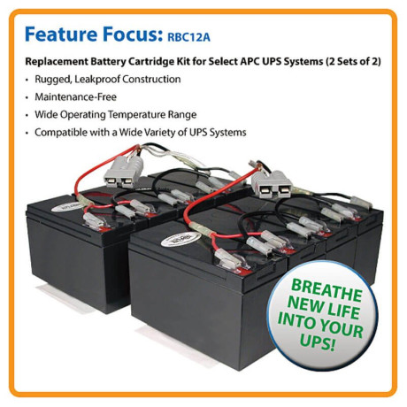 Tripp Lite RBC12A UPS Replacement Battery Cartridge Kit (2 sets of 4) for select APC UPS