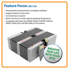 Tripp Lite RBC1500 UPS Battery Replacement for Select SMART1200LCD SMART1500LCD SMART1500LCDXL SMX1500LCD UPS Systems